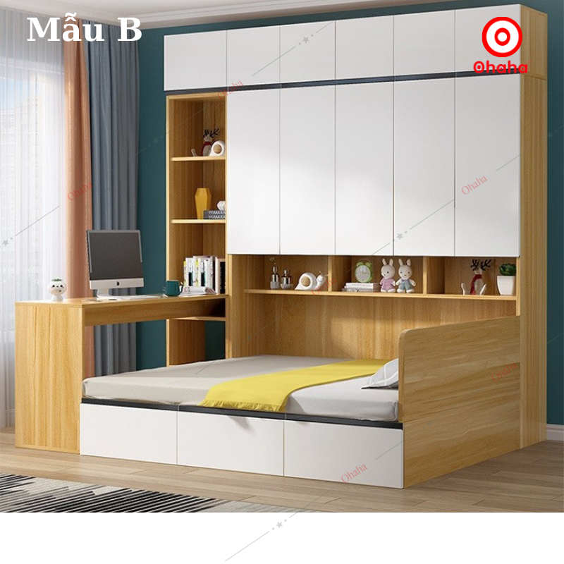 Combo giường ngủ đa năng kết hợp tủ kệ Ohaha - GĐN002