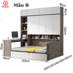 Combo giường ngủ đa năng kết hợp tủ kệ Ohaha - GĐN002