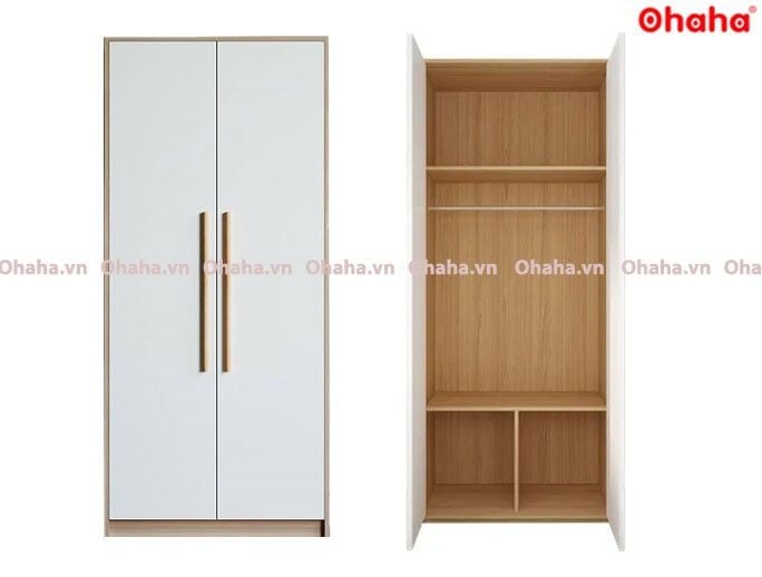 Tủ quần áo gỗ công nghiệp 2 cánh cửa mini đa dụng Ohaha - MN002
