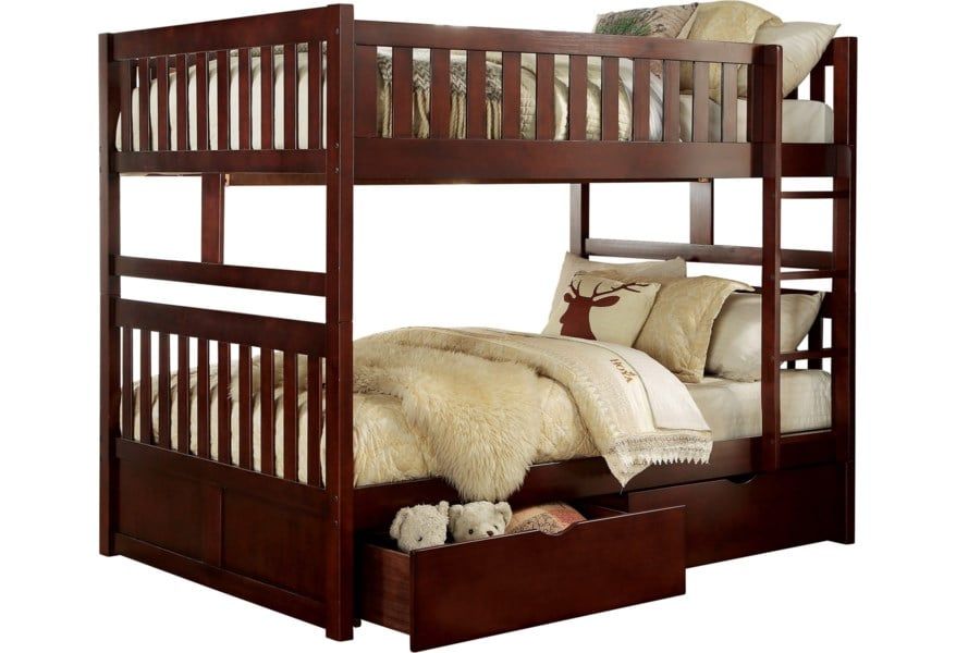 Giường 2 tầng 1m4 có hộc tủ (nâu) GT011 OHAHA