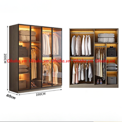 Tủ quần áo cánh kính Ohaha có kèm đèn led - TCK001
