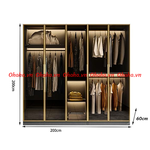 Tủ quần áo cánh kính Ohaha có kèm đèn led - TCK003