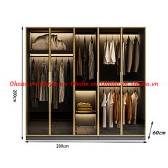 Tủ quần áo cánh kính Ohaha có kèm đèn led - TCK003