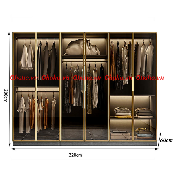Tủ quần áo cánh kính Ohaha có kèm đèn led - TCK003