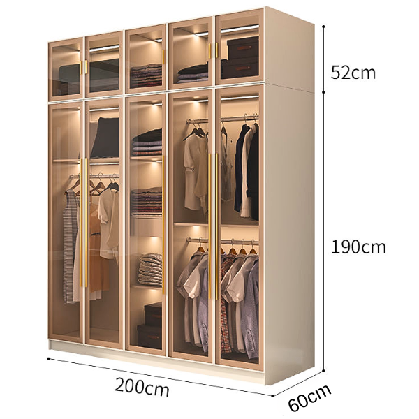Tủ quần áo cánh kính Ohaha có kèm đèn led - TCK005