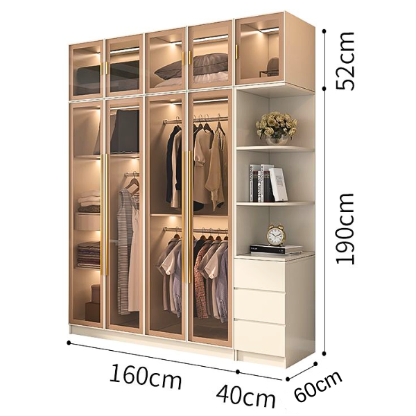 Tủ quần áo cánh kính Ohaha có kèm đèn led - TCK005