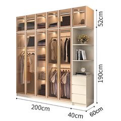 Tủ quần áo cánh kính Ohaha có kèm đèn led - TCK005