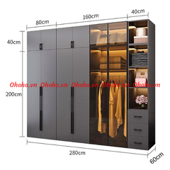 Tủ quần áo cánh kính Ohaha - TCK006