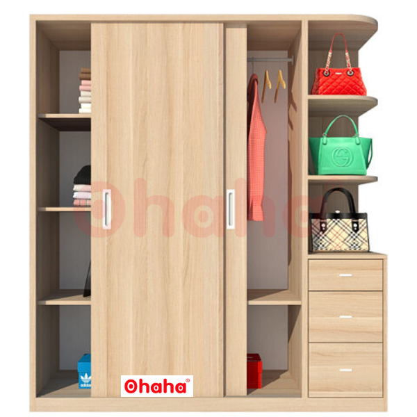 Tủ quần áo gỗ công nghiệp 2 cánh cửa lùa Ohaha -  CL003
