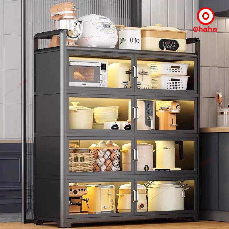 Tủ bếp cánh kính đựng bát đĩa - TB060