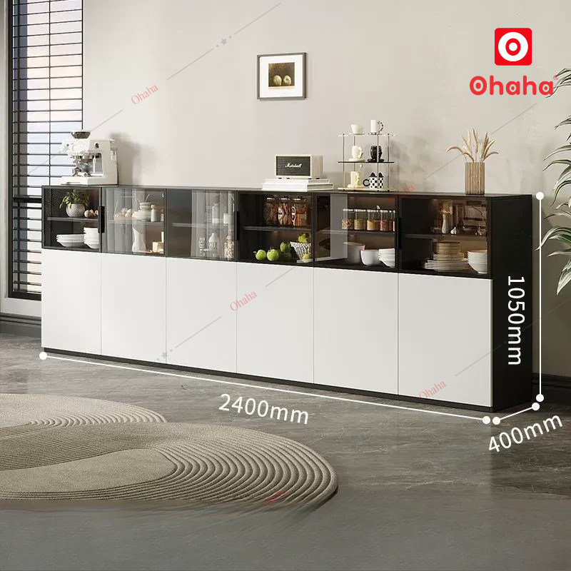 Tủ bếp gỗ đa năng công nghiệp Ohaha cánh kính - TB080