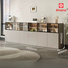Tủ bếp gỗ đa năng công nghiệp Ohaha cánh kính - TB080