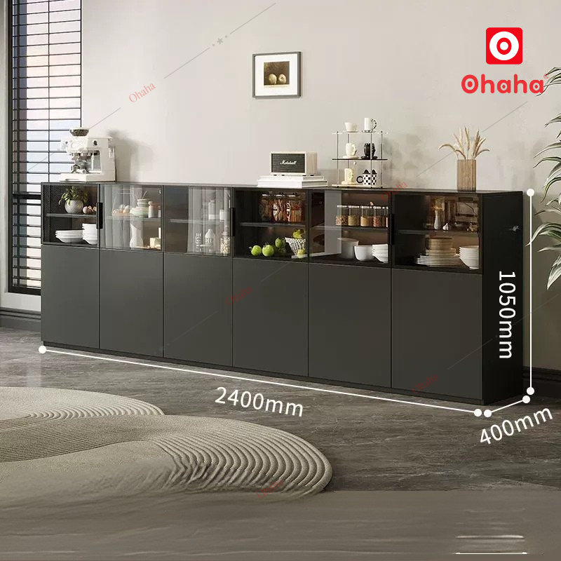 Tủ bếp gỗ đa năng công nghiệp Ohaha cánh kính - TB080