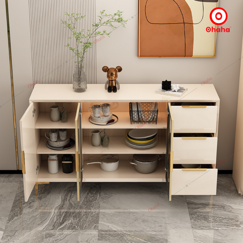 Tủ bếp gỗ MDF cánh kính kiểu dáng đơn giản - TB056