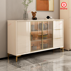 Tủ bếp gỗ MDF cánh kính kiểu dáng đơn giản - TB056