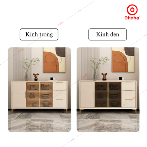 Tủ bếp gỗ MDF cánh kính kiểu dáng đơn giản - TB056