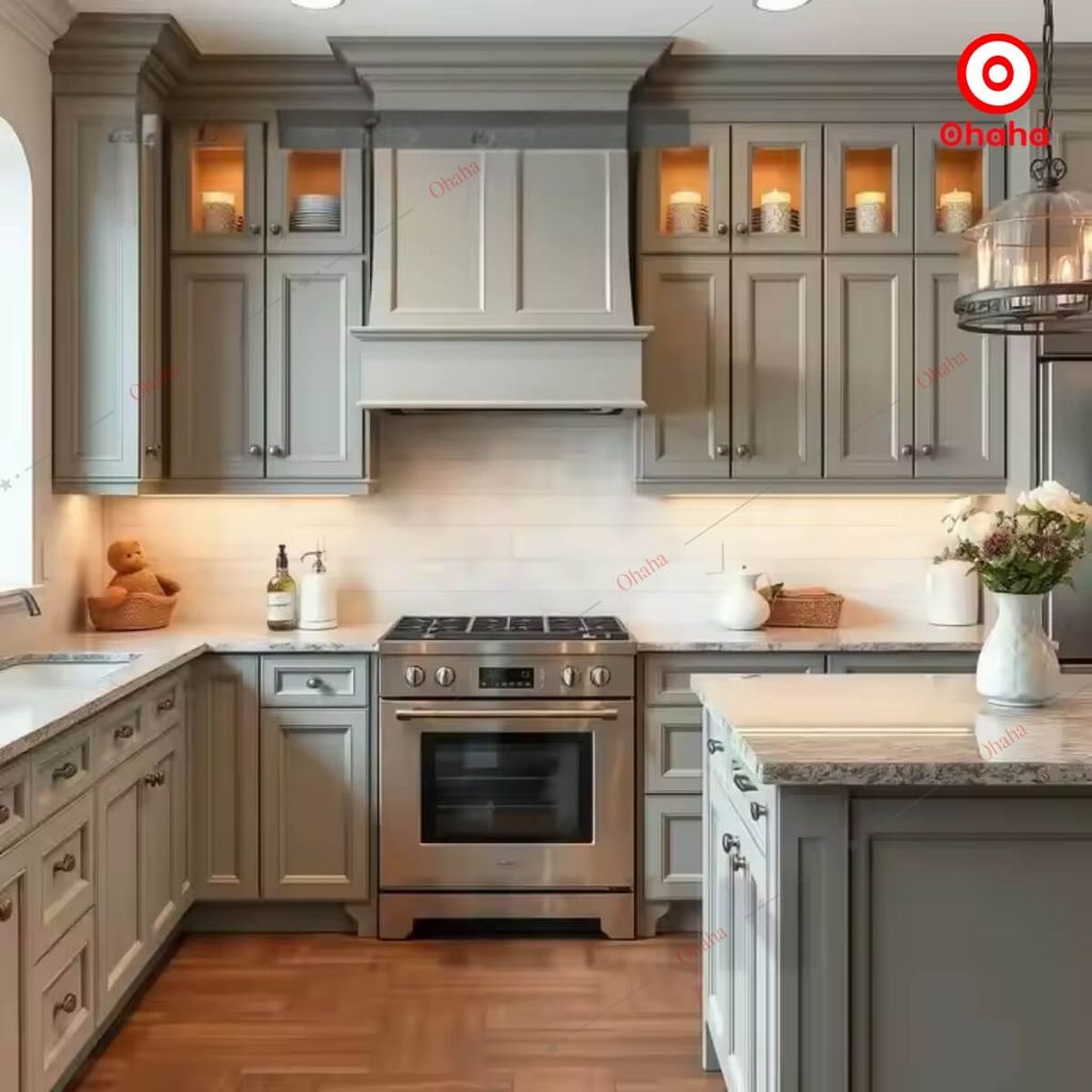 Tủ Bếp Hiện Đại Cao Cấp Phong Cách Tân Cổ Điển OHAHA - TB042