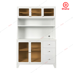 Tủ bếp trắng cánh kinh nhiều ngăn gỗ MDF Ohaha - TB058