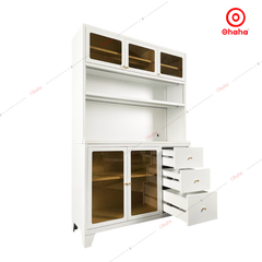 Tủ bếp trắng cánh kinh nhiều ngăn gỗ MDF Ohaha - TB058