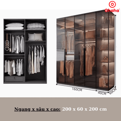 Tủ quần áo cánh kính kèm bàn trang điểm có ghế OHAHA - TCK011