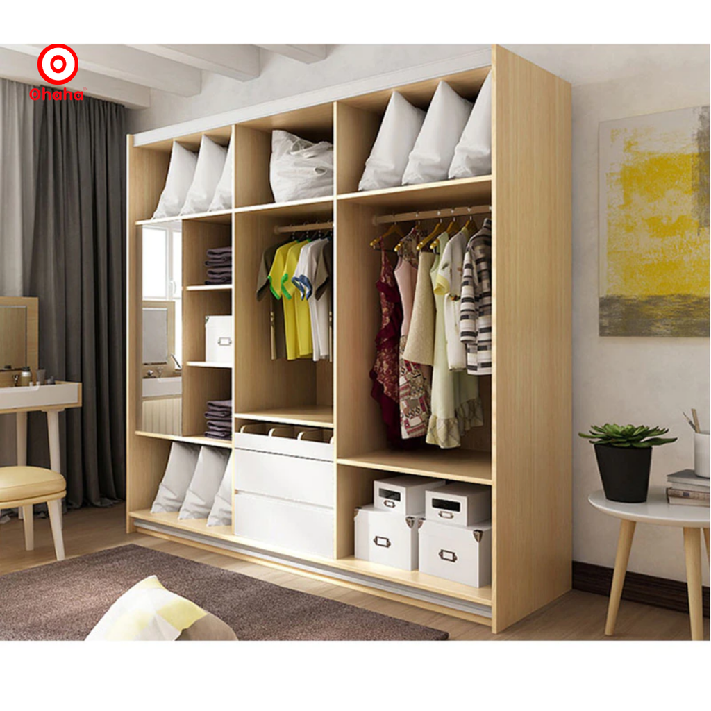 Tủ Quần Áo Gỗ Công Nghiệp Hiện Đại OHAHA Cánh Lùa - CL007