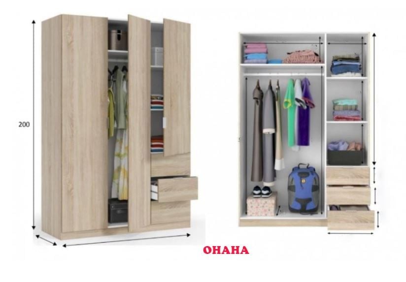 Tủ quần áo hiện đại nhiều ngăn Ohaha - TQA042