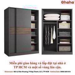 Tủ Quần Áo Gỗ Công Nghiệp 2 Cánh Lùa Phối Màu Hiện Đại OHAHA - PM001