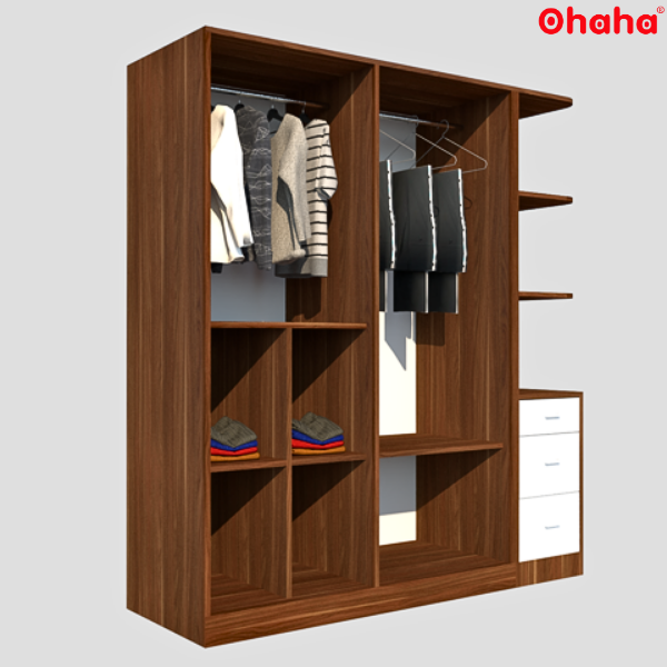 Tủ Quần Áo Gỗ Công Nghiệp Cao Cấp 4 Cánh OHAHA - TQA002