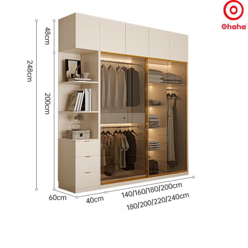 Tủ quần áo cánh kính Ohaha - TCK012