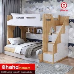 Giường tầng thông minh hiện đại Ohaha kèm hệ tủ mở bên hông - GTHĐ021