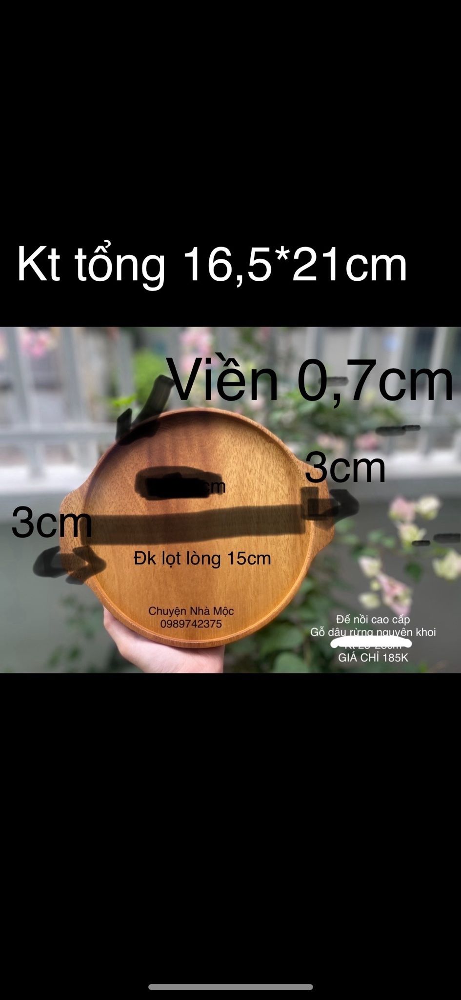 Sỉ sll Đế lót nồi 16,5*21cm gỗ cao su sơn óc chó