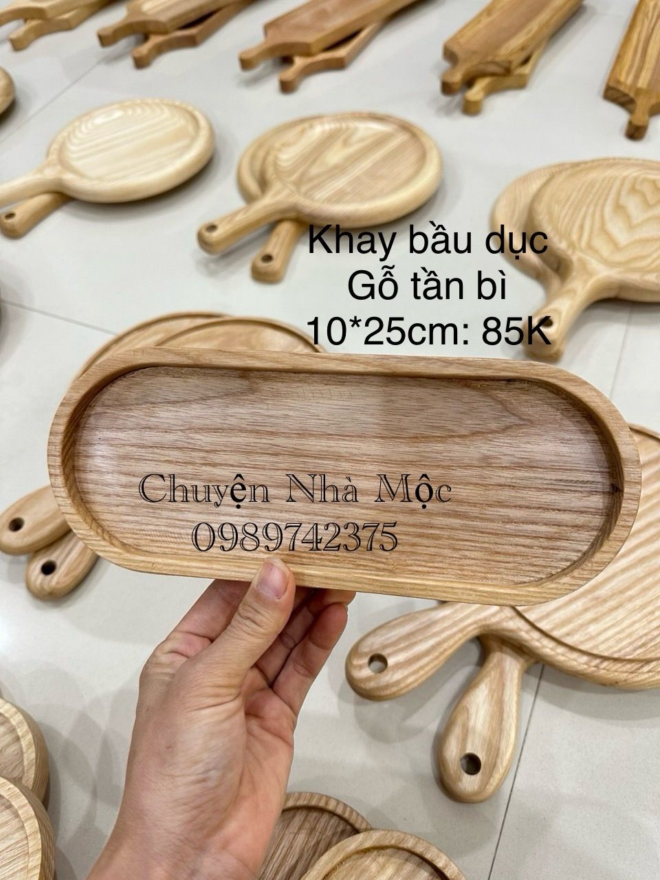 Khay bầu dục gỗ tần bì