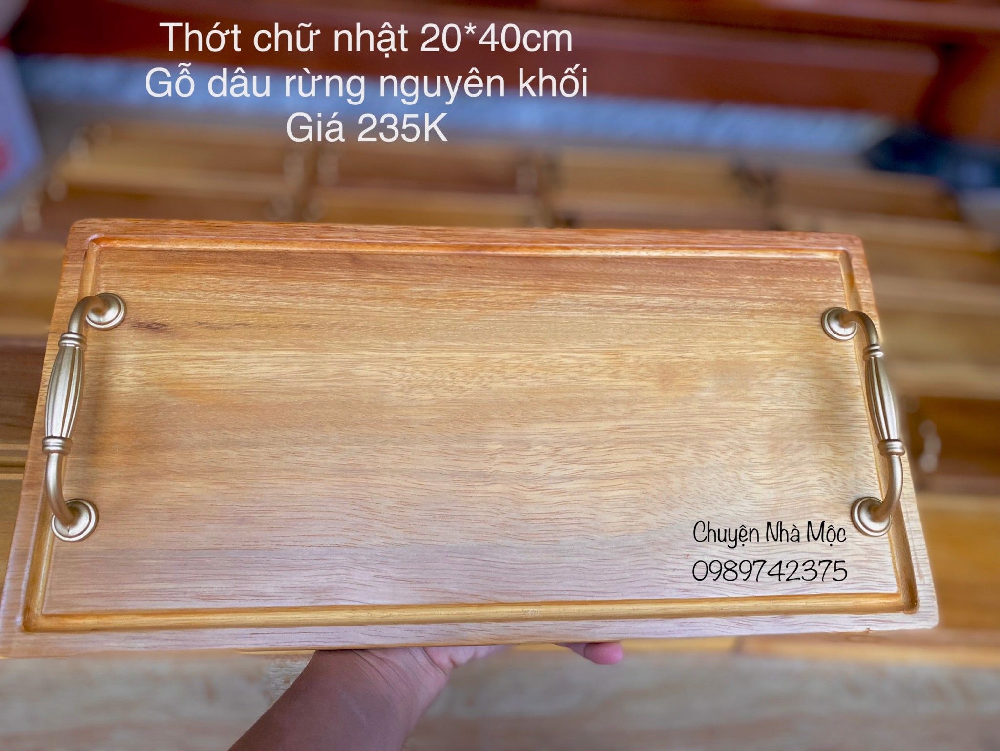 025 - Thớt gỗ dâu rừng nguyên khối 20*40cm