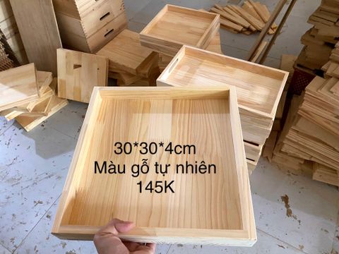  008- Khay vuông gỗ thông màu tự nhiên các size 