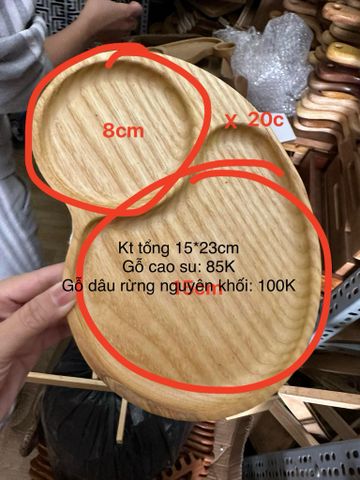  Sỉ sll Khay hạt đậu 15*23cm gỗ cao su sơn óc chó 