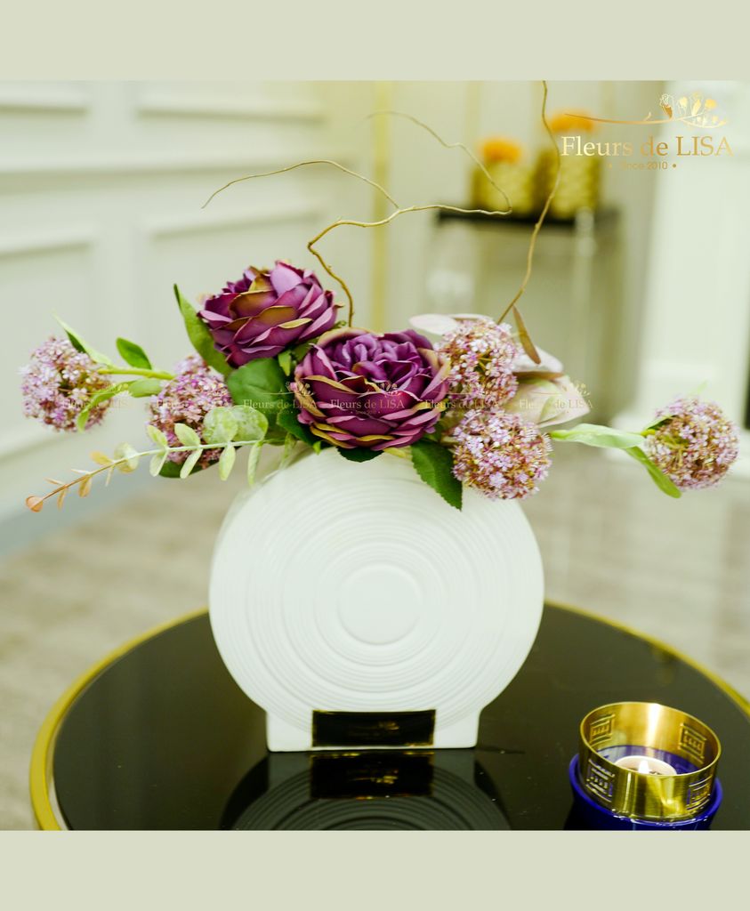  Lilac Wine - Hộp hoa lụa để bàn 