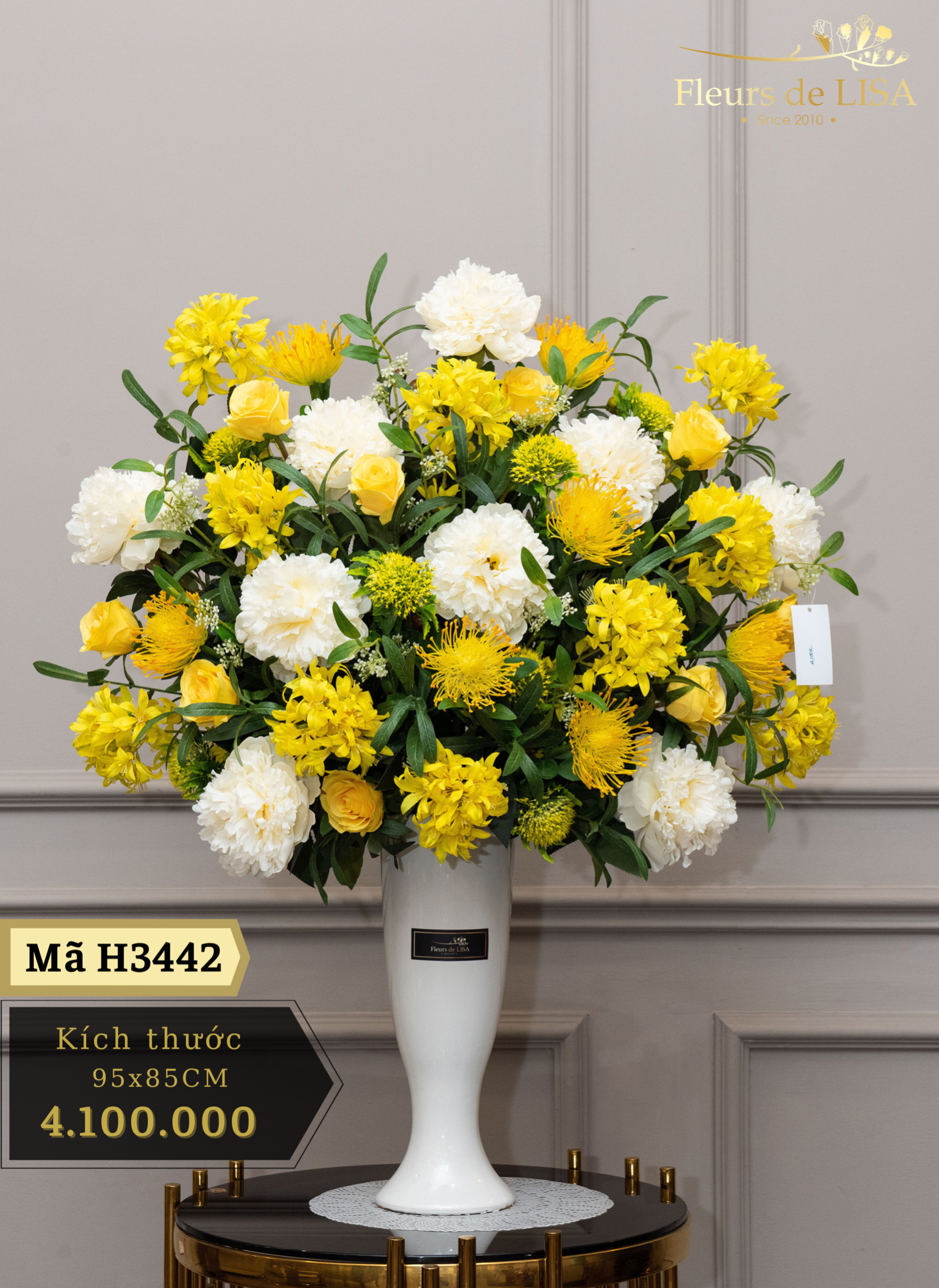 Yellowish - Hoa lụa nghệ thuật phong cách Pháp 