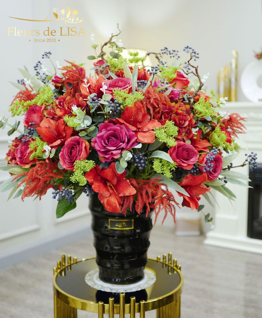  Regal Roses - Bình hoa lụa trang trí nội thất 