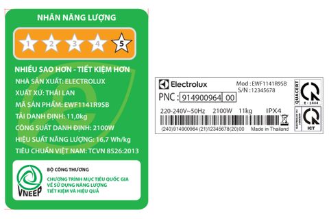 Máy giặt Electrolux Inverter 11 kg EWF1141R9SB