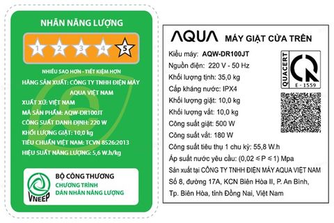 Máy giặt Aqua Inverter 10 Kg AQW-DR100JT(BK)