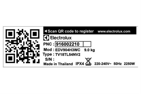 Máy sấy Electrolux 9 kg EDV904H3WC