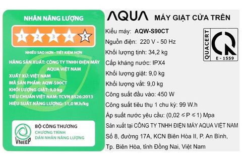 Máy giặt Aqua 9 Kg AQW-S90CT S
