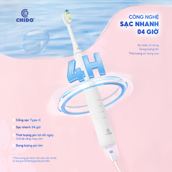 Bàn chải điện Chido CDSmile - 3 đầu bàn chải