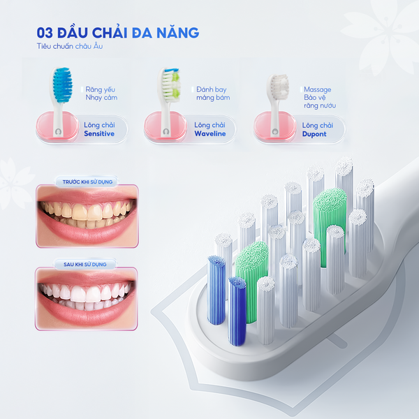 Bàn chải điện Chido CDSmile - 3 đầu bàn chải