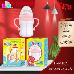 Bình sữa silicone cao cấp kháng khuẩn màu hồng