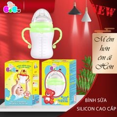 Bình sữa silicone cao cấp kháng khuẩn màu xanh lá