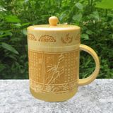 LY TRÀ TRE CHẠM KHẮC THỦ CÔNG CÓ NẮP ĐẬY