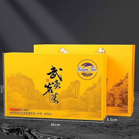 “Hộp vàng Trà Chính Nham Đại Hồng Bào cao cấp, thiết kế sang trọng và tinh tế”