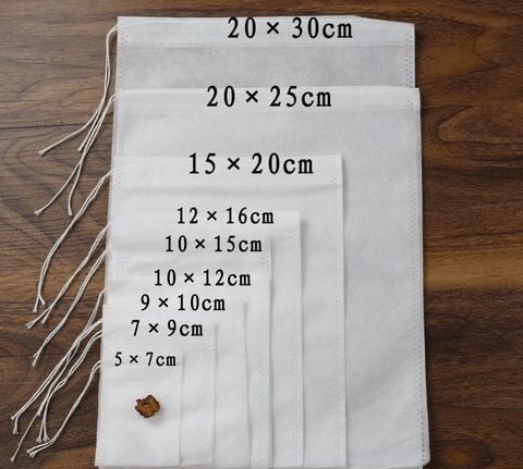 100 Túi Lọc Trà, Túi Lọc Vải Không Dệt Có Dây Rút - Đủ Size