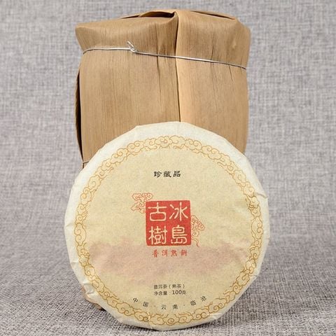 Trà phổ nhĩ chín Băng Đảo Vân Nam năm 2012 bánh 100g